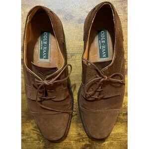 Cole Haan Men's Lace Up Saddle Shoes Oxford Brown Suede Size 8